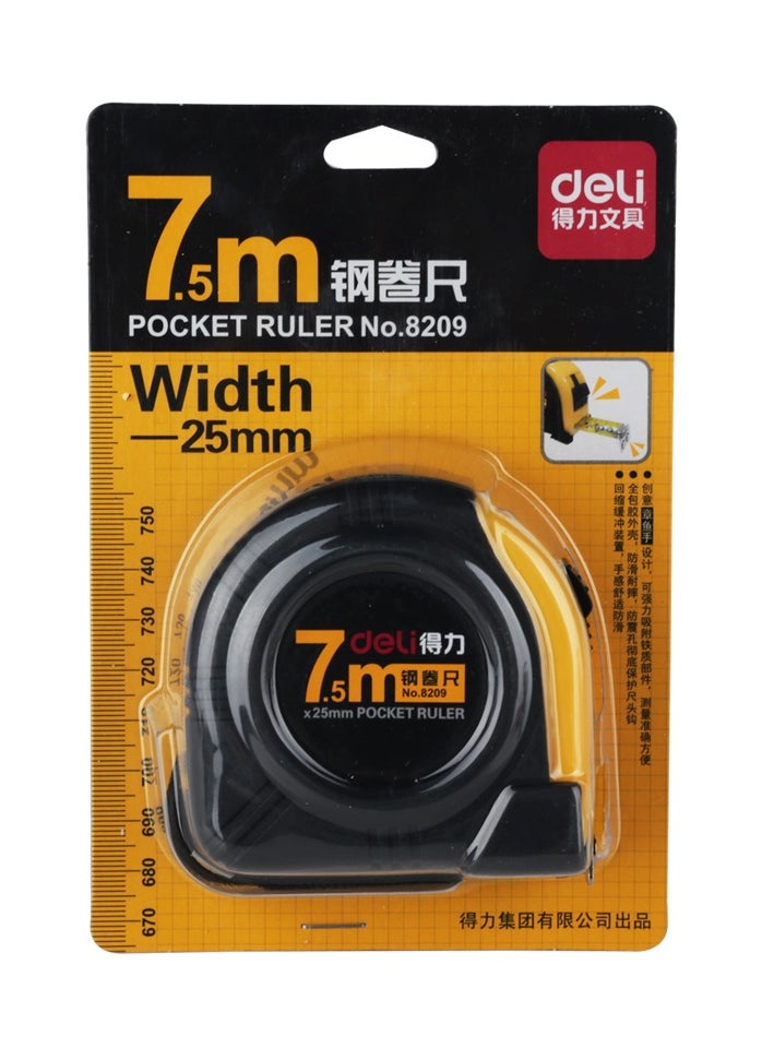 Deli شريط قياس جيب فولاذي بطول 7.5 متر  - Image 1