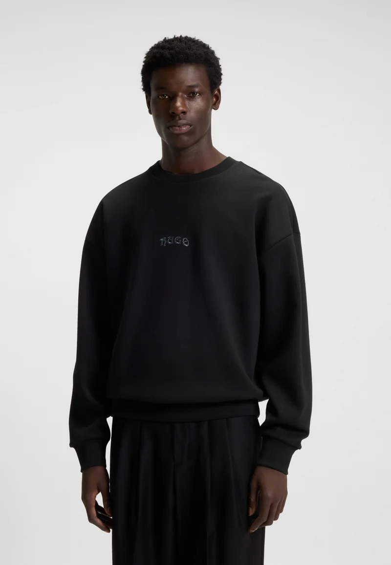 HUGO Cotton-blend sweatshirt with embroidered logo