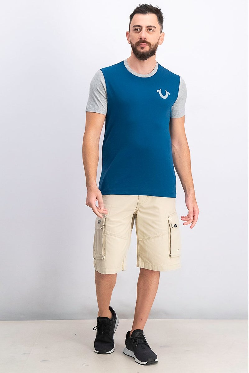 TRUE RELIGION Men Crew Neck Short Sleeve Graphic Print T-shirt, Blue and Grey - Image 4