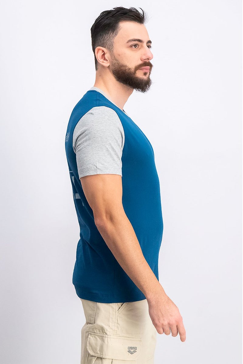 TRUE RELIGION Men Crew Neck Short Sleeve Graphic Print T-shirt, Blue and Grey - Image 2