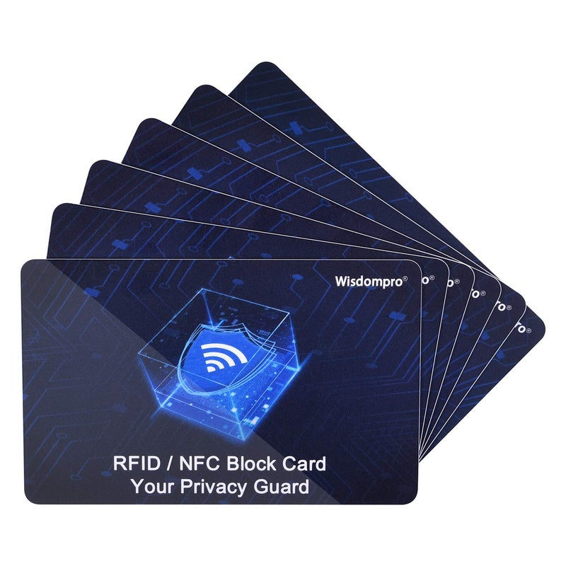 Wisdompro RFID Blocking Cards, 6 Pack Contactless NFC Bank Debit Credit Card Passport Protector Blocker for Men & Women, Entire Wallet & Purse Shield - Blue - Image 1