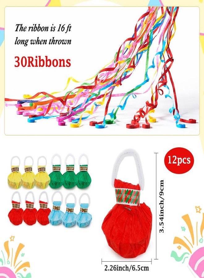 Ynaquest 12 Pack No Mess Streamers, Colorful Hand Thrown Streamer Poppers Confetti Streamers Party Poppers with Ribbons No Mess Confetti Poppers for Wedding Birthday Graduation Celebrations Party Favors - Image 3