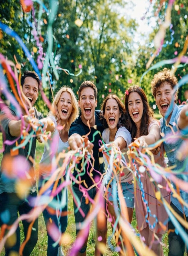 Ynaquest 12 Pack No Mess Streamers, Colorful Hand Thrown Streamer Poppers Confetti Streamers Party Poppers with Ribbons No Mess Confetti Poppers for Wedding Birthday Graduation Celebrations Party Favors - Image 2