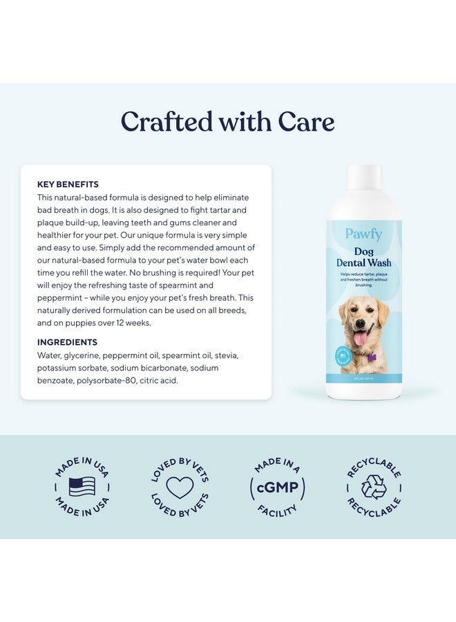 Pawfy Pawfy Dog Breath Freshener with Specialized Dental Care Formula | Dog Teeth Cleaning & Mouthwash | Helps Freshen Dogs Breath with Easy Water Additive | Supports Plaque and Tartar Control - Image 3