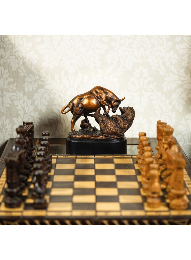 MEPERPER Treasure of Nature Bronze Electroplated Resin Bull & Bear Sculpture Statue 10 W X 9.5 H - Image 2