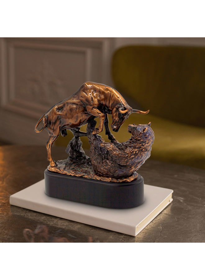 MEPERPER Treasure of Nature Bronze Electroplated Resin Bull & Bear Sculpture Statue 10 W X 9.5 H - Image 5