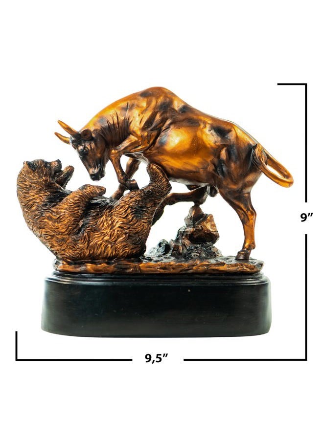 MEPERPER Treasure of Nature Bronze Electroplated Resin Bull & Bear Sculpture Statue 10 W X 9.5 H - Image 3