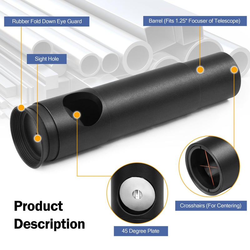 Astromania 1.25Inch Metal Collimating Cheshire Eyepiece Without Laser for Newtonian Reflector Telescope - Long Version - Image 2