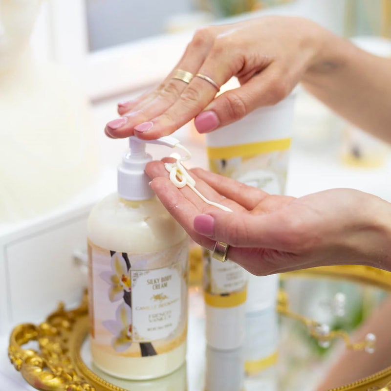 Camille Beckman French Vanilla Scented Silky Body Cream, Daily Moisturizer for All Skin Types | Non-Greasy Vegan Formula to Nourish and Soften Hands and Body, 13 Ounce - Image 2