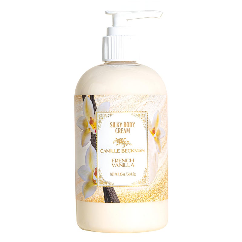 Camille Beckman French Vanilla Scented Silky Body Cream, Daily Moisturizer for All Skin Types | Non-Greasy Vegan Formula to Nourish and Soften Hands and Body, 13 Ounce - Image 1