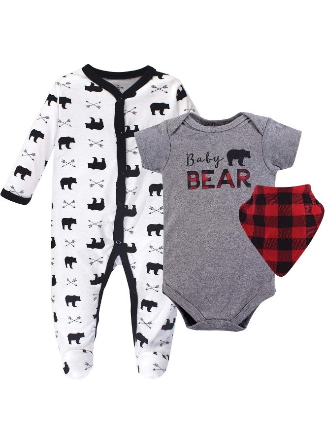 Little Treasure Unisex Baby Sleep and Play, Bodysuit and Bib, Baby Bear, 6-9 Months - Image 2