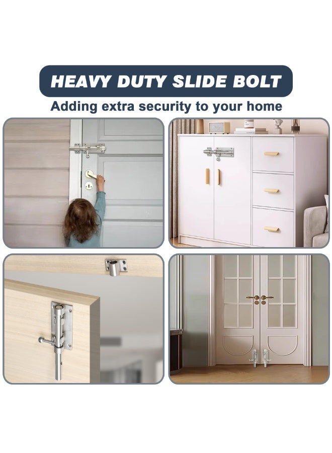 SANMUGEED Door Bolt Lock 6 Inch Stainless Steel Door Latch Barrel Sliding Bolt Solid Security Lock Latch for Bathroom Bedroom Shed - Image 5