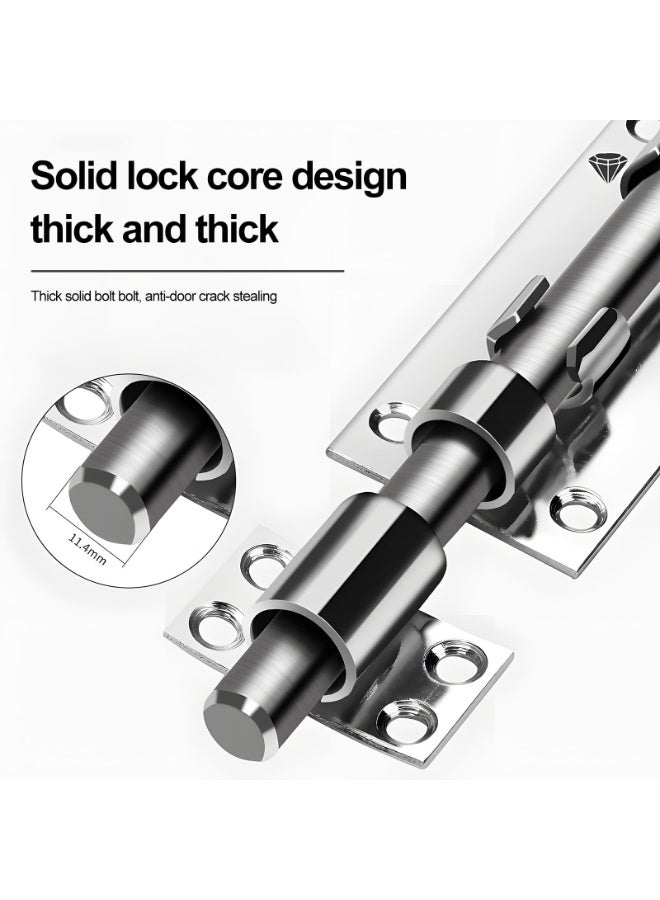 SANMUGEED Door Bolt Lock 6 Inch Stainless Steel Door Latch Barrel Sliding Bolt Solid Security Lock Latch for Bathroom Bedroom Shed - Image 3