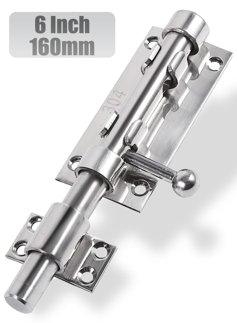 SANMUGEED Door Bolt Lock 6 Inch Stainless Steel Door Latch Barrel Sliding Bolt Solid Security Lock Latch for Bathroom Bedroom Shed - Image 1
