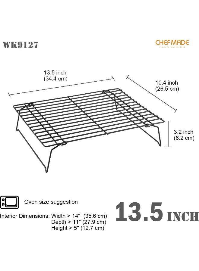 chefmade CHEFMADE Baking and Cooling Rack Set, 13.5-Inch Non-Stick Stackable Collapsible Rectangle Wire Rack for Oven Baking (Black) - Image 2