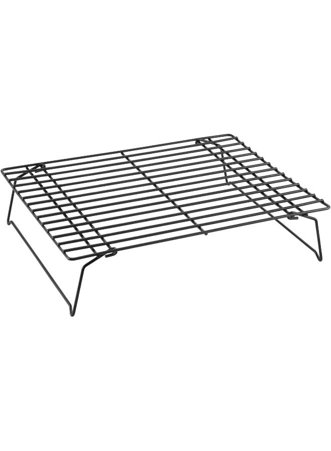 chefmade CHEFMADE Baking and Cooling Rack Set, 13.5-Inch Non-Stick Stackable Collapsible Rectangle Wire Rack for Oven Baking (Black) - Image 1