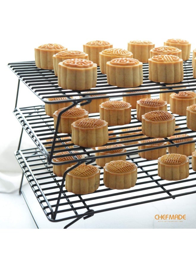 chefmade CHEFMADE Baking and Cooling Rack Set, 13.5-Inch Non-Stick Stackable Collapsible Rectangle Wire Rack for Oven Baking (Black) - Image 4