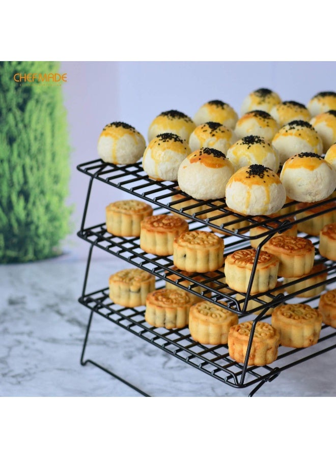 chefmade CHEFMADE Baking and Cooling Rack Set, 13.5-Inch Non-Stick Stackable Collapsible Rectangle Wire Rack for Oven Baking (Black) - Image 5