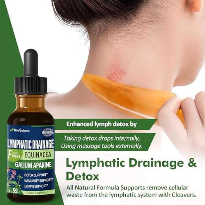 Nurbetoxa قطرات تصريف اللمف من كليفرز لتنظيف نظام اللمف، مكمل دعم اللمف مع إشنسا، مخلب القط، مستخلص البرسيم الأحمر، استخدم مع أداة تدليك اللمف. 2 أونصة - Image 2