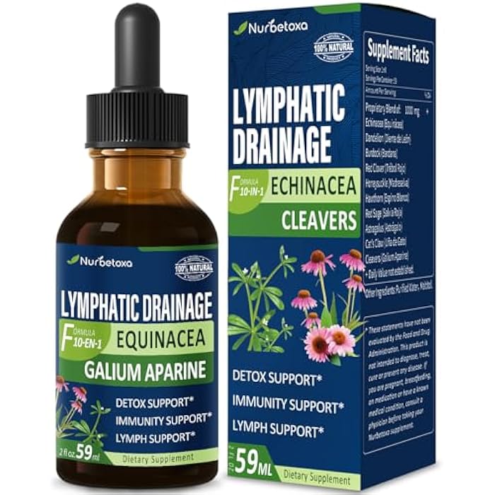 Nurbetoxa قطرات تصريف اللمف من كليفرز لتنظيف نظام اللمف، مكمل دعم اللمف مع إشنسا، مخلب القط، مستخلص البرسيم الأحمر، استخدم مع أداة تدليك اللمف. 2 أونصة - Image 1