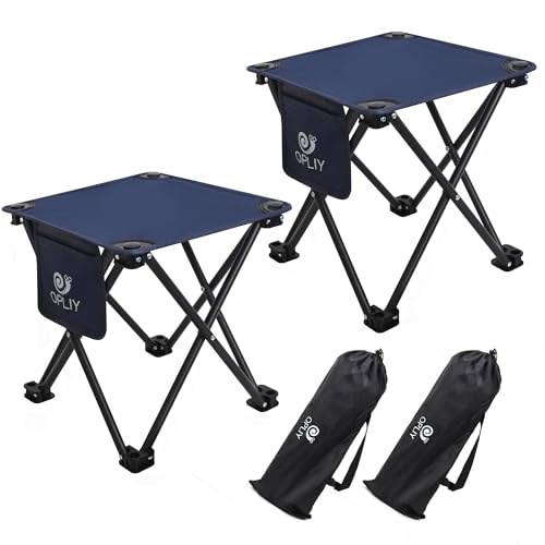 Opliy Camping Stool 2 Pack135 Inch Portable Folding Stool for Outdoor Gardening and Beach Hiking FishingFoot Stool with Carry Bag Blue