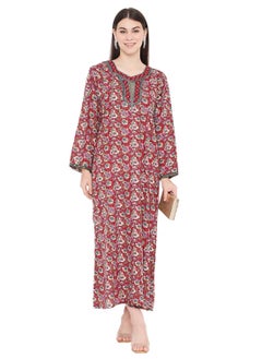 HANA & SARA UNIQUE FLORAL PRINTED WITH EMBROIDERY ARABIC KAFTAN JALABIYA DRESSES  - Image 1