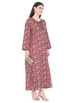 HANA & SARA UNIQUE FLORAL PRINTED WITH EMBROIDERY ARABIC KAFTAN JALABIYA DRESSES  - Image 4