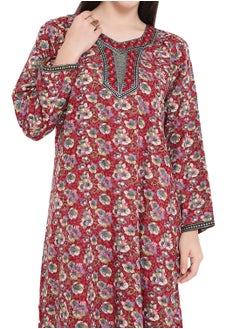 HANA & SARA UNIQUE FLORAL PRINTED WITH EMBROIDERY ARABIC KAFTAN JALABIYA DRESSES  - Image 3