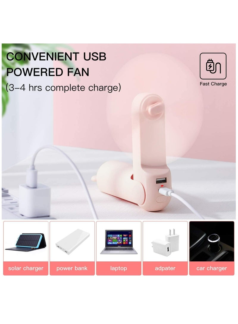 MODERN HOME Portable Handheld Fan, Mini Pocket Hand Fan, Small Battery Operated 14-21 hours, USB Rechargeable Foldable Fan, Quiet Personal Fan with Power Bank, Flashlight for Indoor, Outdoor - White - Image 5