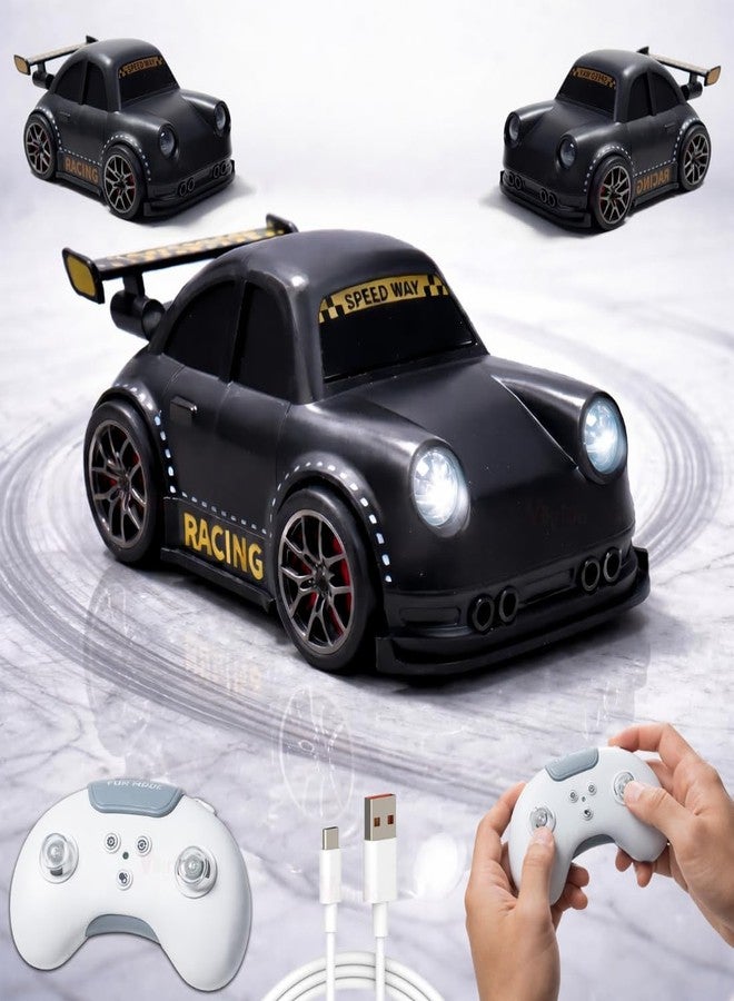 VikriDA 2.4G Mini RC Drifting Induction Car for Kids | Remote Control Racing Car with LED Lights, Sound Effects, 360° Spins, Sensor Control, Auto Demo Toy for Boys & Girls - Black - Image 1