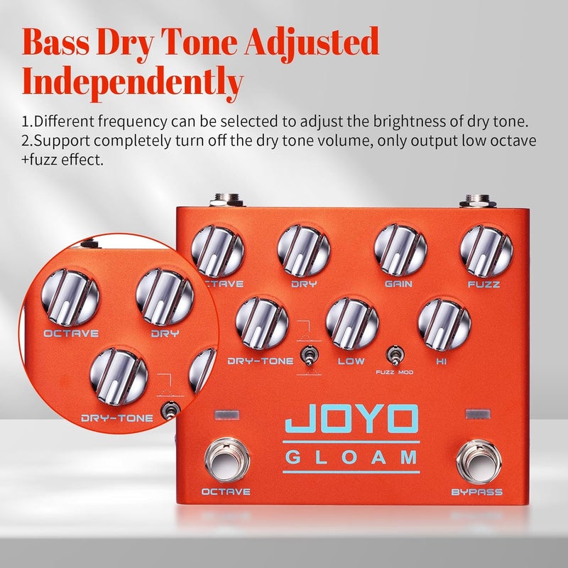 JOYO Bass Guitar Pedals Octave Fuzz Effect Pedal High Gain with Dual Independent Footswitch for Bassist Electric Guitar Bass (GLOAM R-29) - Image 4