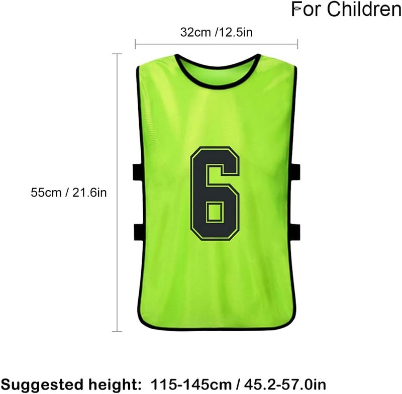Homgee 12 PCS Kid's Football Pinnies 2 Colors Quick Drying Soccer Jerseys Youth Sports Scrimmage Basketball Training Numbered Bibs Practice Sports Vest - Image 5