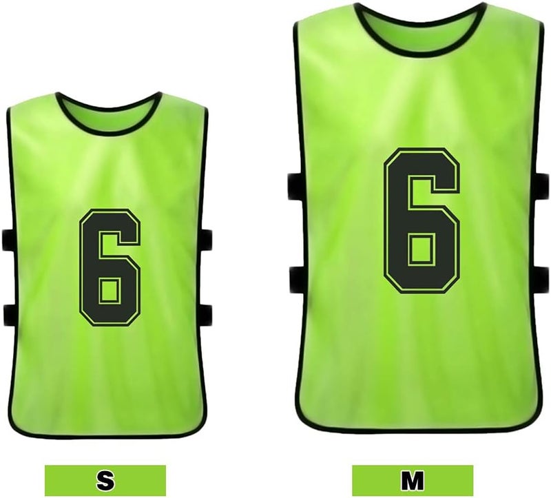 Homgee 12 PCS Kid's Football Pinnies 2 Colors Quick Drying Soccer Jerseys Youth Sports Scrimmage Basketball Training Numbered Bibs Practice Sports Vest - Image 2