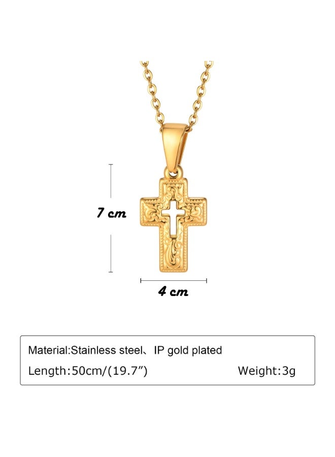 Julia Store 21k Gold Plated Stainless Steel Catholic Orthodox Jesus Crucifixion Large Cross Religious Christian Gifts for Women Men First Communion Gifts Baptism Easter Basket Fillers Cross Necklace - Image 2