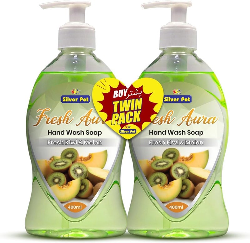 Silver Pot Fresh Kiwi & Melon Hand Wash Twin Pack - Image 1