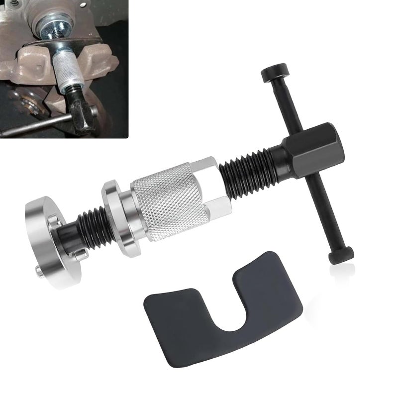 Arwrilt Car Disc Brake Caliper Tool Precision Thread Brake Piston Wind Back Tool Thickened Gasket Brake Piston Tool Universal Repaired Tool for Disk Brake Pad Replacement for Most Cars Silver - Image 3