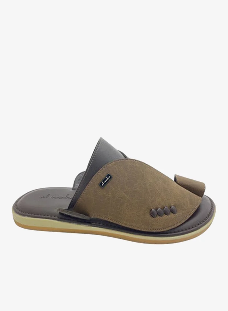 Al Waha Men's Textured Slip-On Arabic Sandals with Toe Loop