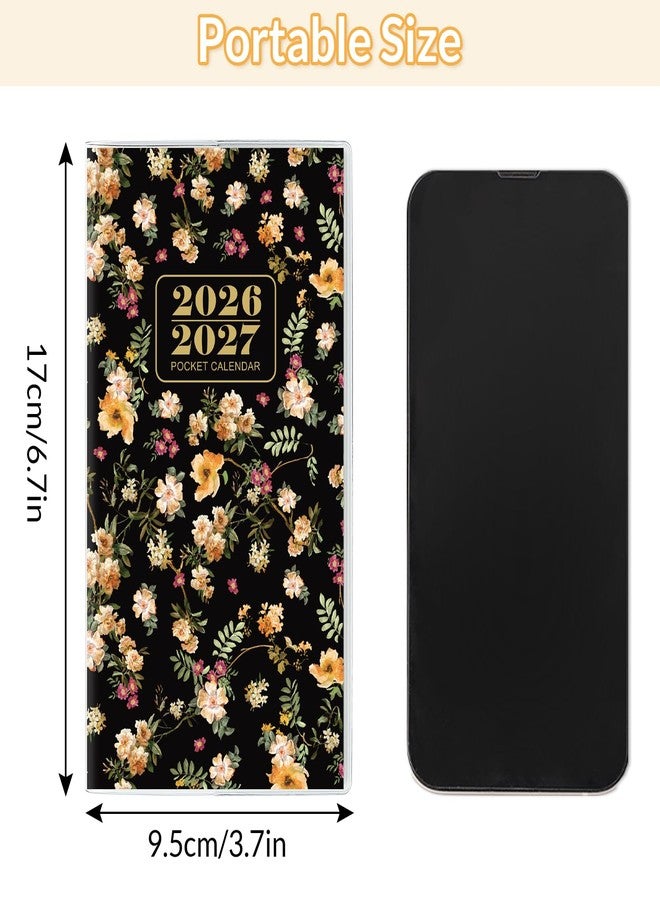 Zuozee Pocket Calendar 2026-2027, Monthly Purse Planner - 6.7" x 3.7" - Runs from January 2026 Until December 2027, Pocket Calendar with PVC Cover for Planning, Organizing and Office - Black Flower - Image 4