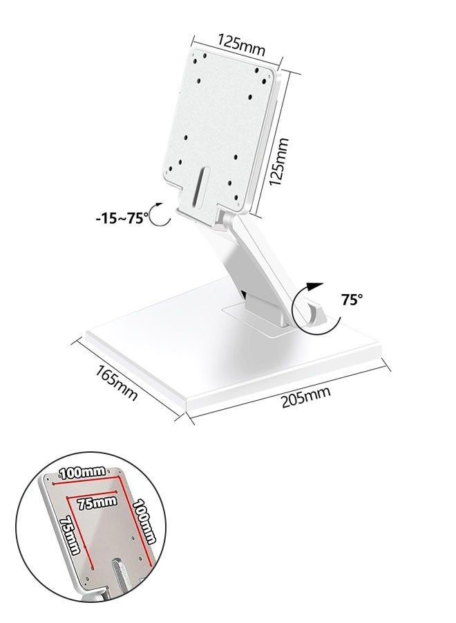 Hanayo Metal Stand Foldable Stand Adjustable LCD Monitor Stand Desk Folding Mount Metal Monitor Stand Holder with VESA Hole 75x75mm 100x100mm(White)  - Image 2