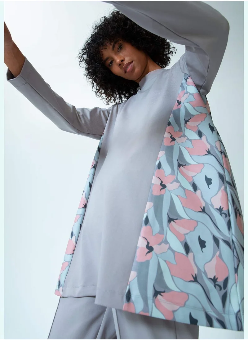 DeFacto Regular Fit Half Turtleneck Long Sleeve Printed Tunic