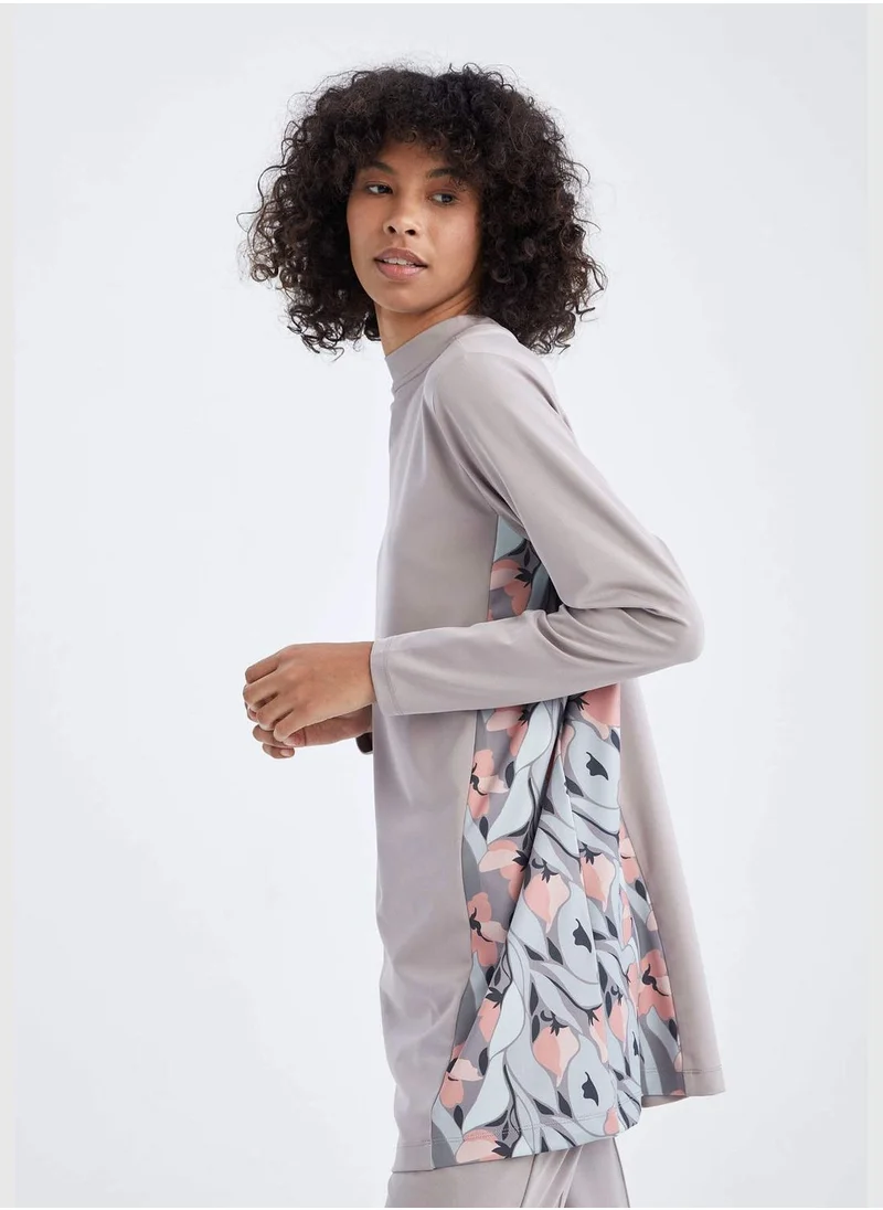 DeFacto Regular Fit Half Turtleneck Long Sleeve Printed Tunic