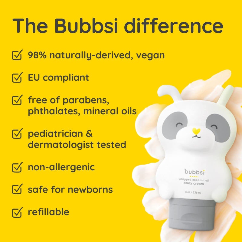 Bubbsi Whipped Coconut Oil Baby Lotion for Eczema, Dry Skin, Baby Acne, KP | Organic Coconut Oil, Shea Butter, Vitamin E | Light, Natural Scent | EU Compliant, Vegan (Refill Pouch, 32oz) - Image 4