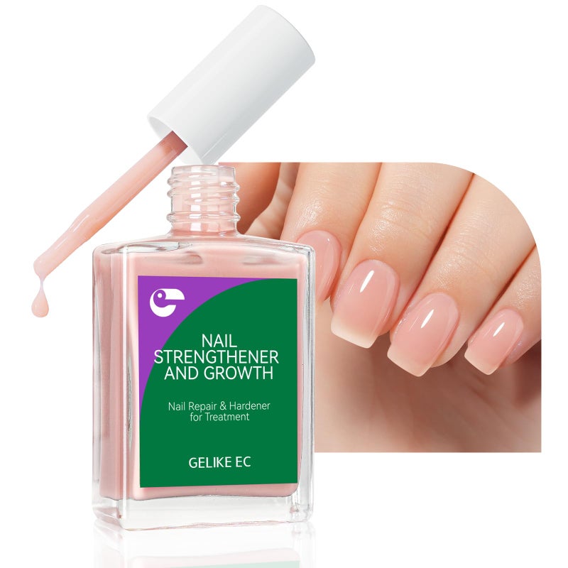 gelike ec Protein Nail Strengthener and Growth Polish: Nude Blush 15ml 6 in 1 Natural Nail Hardener Extra Strong and Growth - Nail Polish Hardener for Weak and Damaged Nails - Image 1