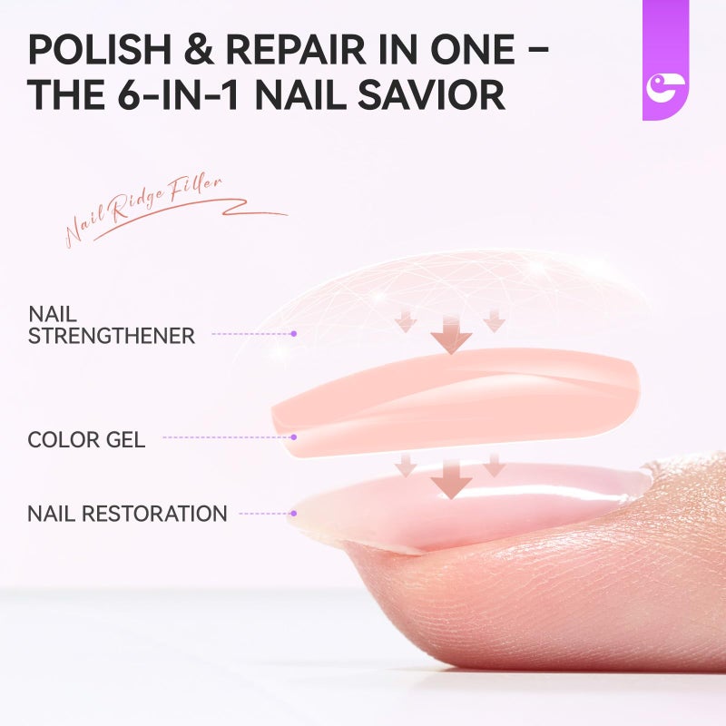 gelike ec Protein Nail Strengthener and Growth Polish: Nude Blush 15ml 6 in 1 Natural Nail Hardener Extra Strong and Growth - Nail Polish Hardener for Weak and Damaged Nails - Image 4