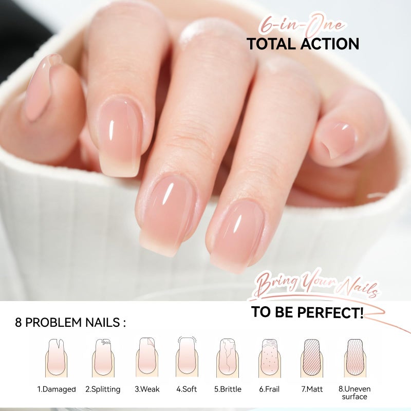 gelike ec Protein Nail Strengthener and Growth Polish: Nude Blush 15ml 6 in 1 Natural Nail Hardener Extra Strong and Growth - Nail Polish Hardener for Weak and Damaged Nails - Image 3