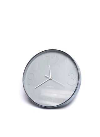 Metallic frame Modern decorative round quartz wall clock large analoge display battery operated for homes and offices 30Cm all off white color and numbers - ck20 - pzsku/Z4DB00677DB9954B8BC73Z/45/1745518671/37bd4e8c-7942-4067-b92b-f176e1761356