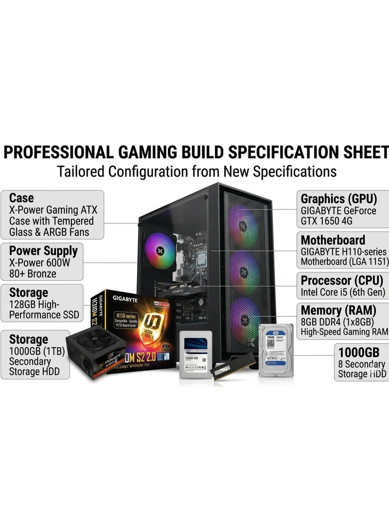 تجميعة جيمنج متكاملة أداء سلس ومعالج i5 وكارت GTX 1650 ومساحة تخزين مزدوجة
