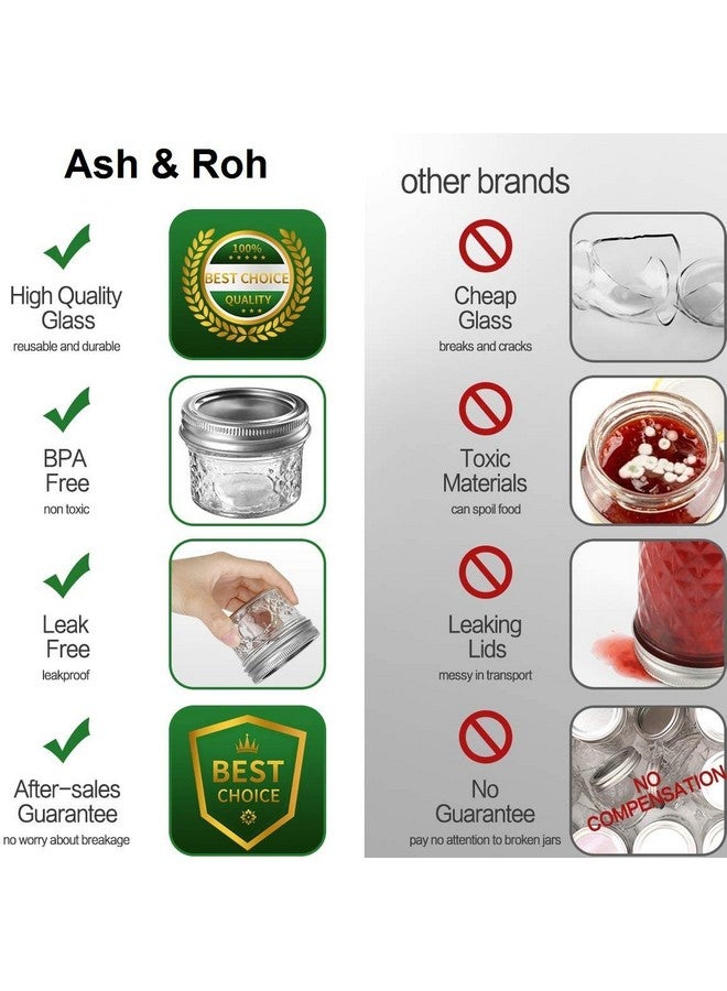 Ash & Roh® - Regular Mouth Mini Mason Jars with Lids, Glass Canning Jars Ideal for Food Storage, Jam, Body Butters, Wedding Favors, DIY Magnetic Spice [100 ml] (20) - Image 2