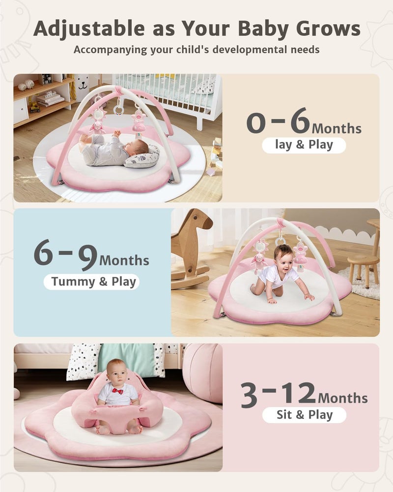 suihuooo 3-in-1 Baby Play Mat, Baby Seats for Infants for Sitting Up, Tummy Time Mat with 5 Detachable Toys, Activity Gym & Playmats for Babies 0-6 6-12 Months, Newborn Babies Shower Gifts - Image 5