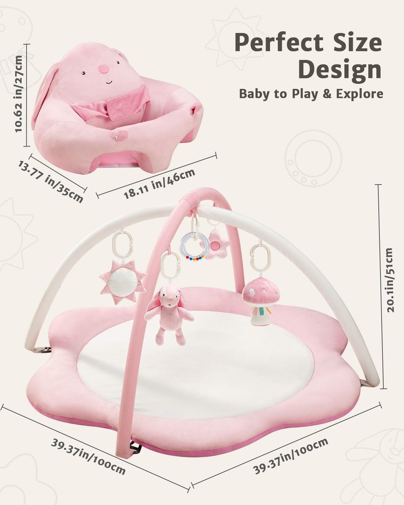 suihuooo 3-in-1 Baby Play Mat, Baby Seats for Infants for Sitting Up, Tummy Time Mat with 5 Detachable Toys, Activity Gym & Playmats for Babies 0-6 6-12 Months, Newborn Babies Shower Gifts - Image 2